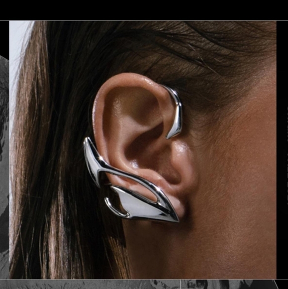 Vitaly stainless steel cyberpunk futuristic ear cuff no piercing jewelry - Picture 2 of 3